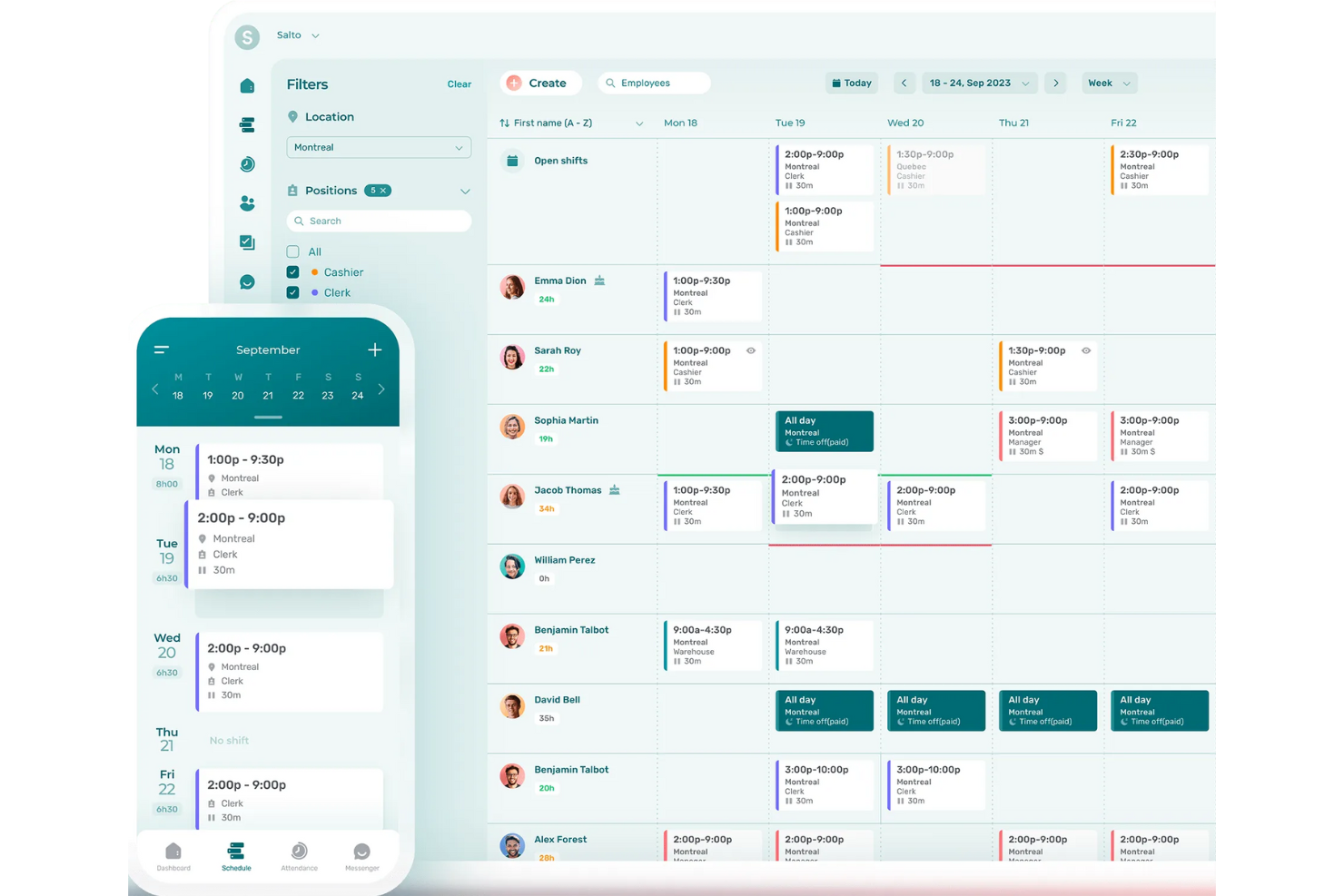 Agendrix screenshot - 10 Hotelplanningssoftware om de bedrijfsvoering van 2026 te verbeteren
