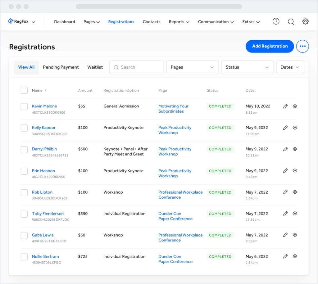 RegFox screenshot - Top 10 Cvent-concurrenten voor het plannen van evenementen in 2026