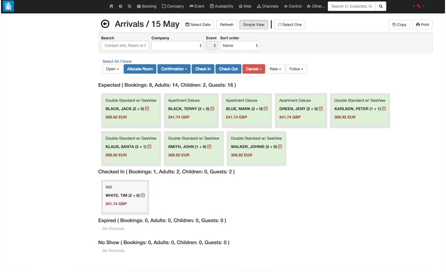 Clock PMS+ screenshot - 10 Nuttige SiteMinder-alternatieven om te proberen in 2026