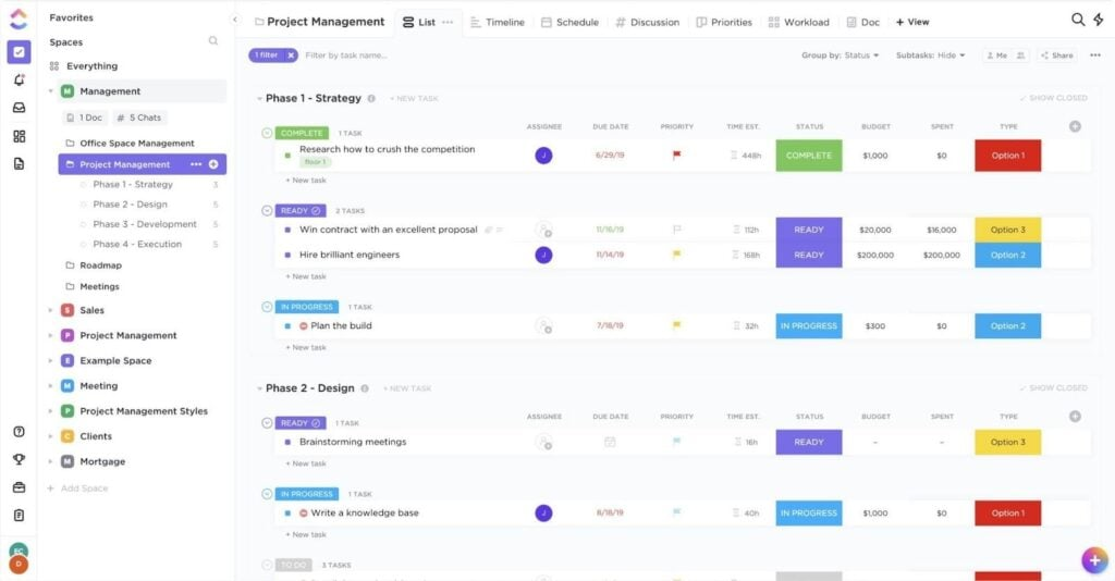 ClickUp screenshot - 10 beste software voor evenementenplanning voor 2026