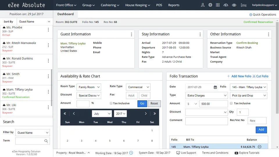 eZee Absolute screenshot - 10 beste software voor business intelligence in hotels voor 2026