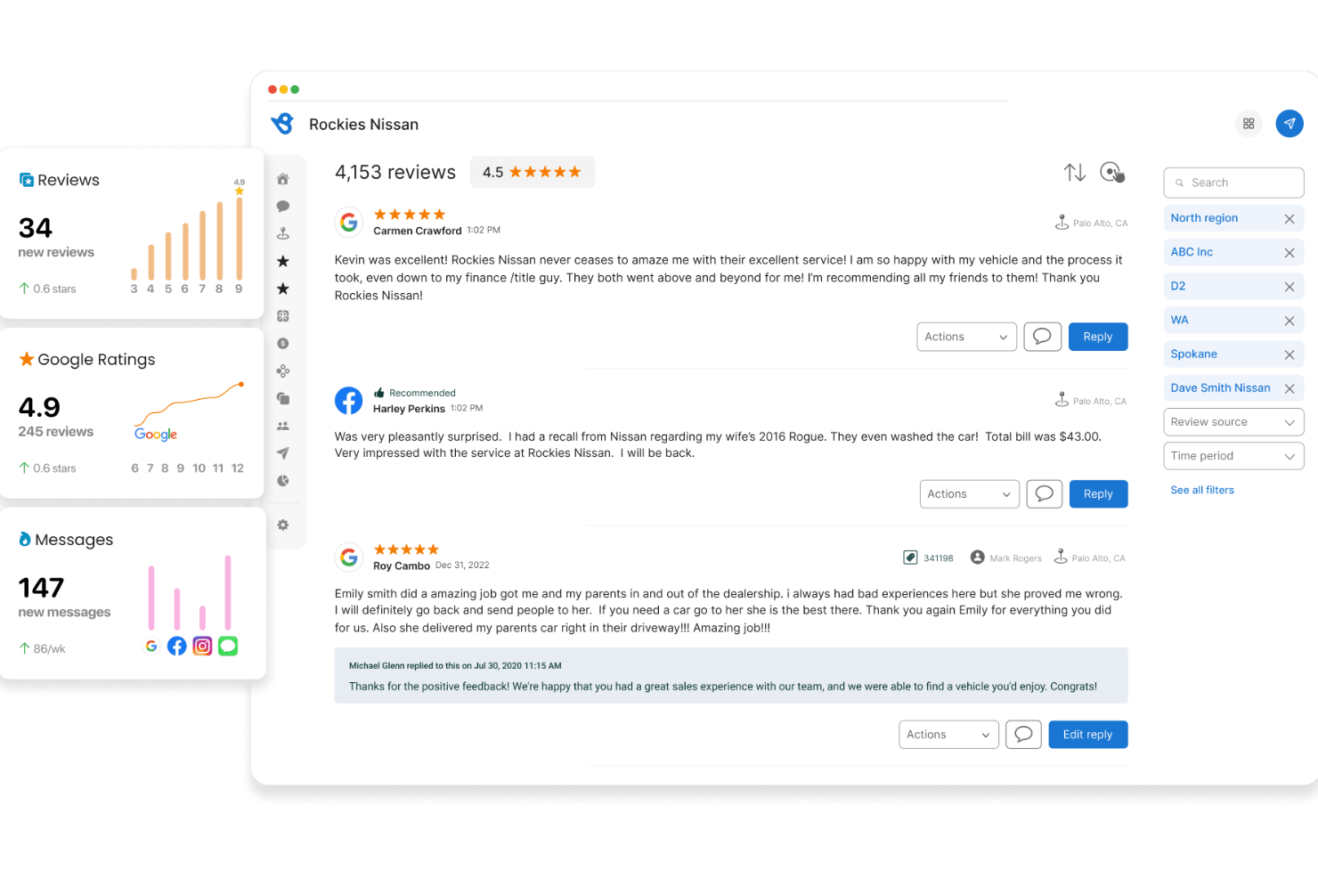 Birdeye screenshot - 10 beste software voor reputatiemanagement van hotels van 2026