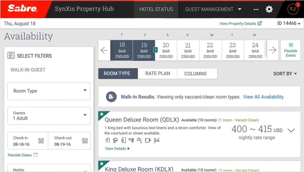 SynXis Property Hub screenshot - 10 beste softwareoplossingen voor hotelonderhoud beoordeeld voor 2026