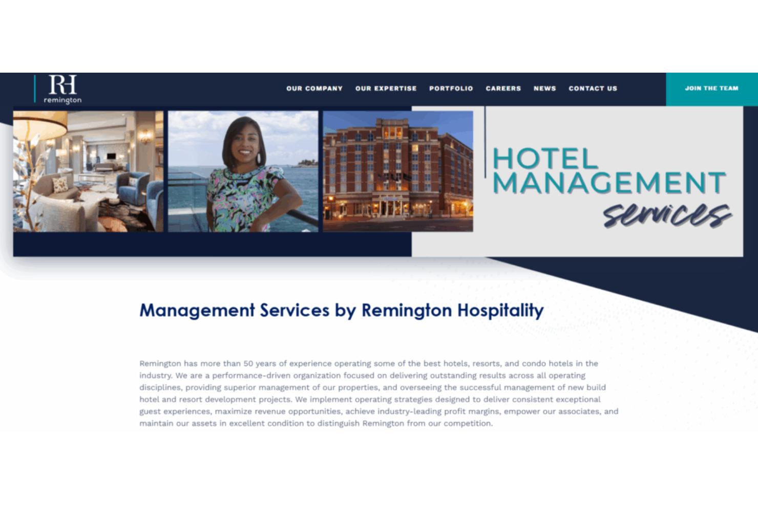 Remington Hotels screenshot - 10 Beste hotelvastgoedbeheerbedrijven van 2026