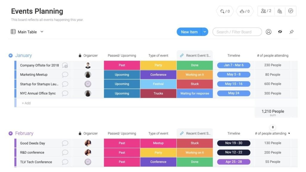 monday.com screenshot - 25 Best Event Planning Software for 2026