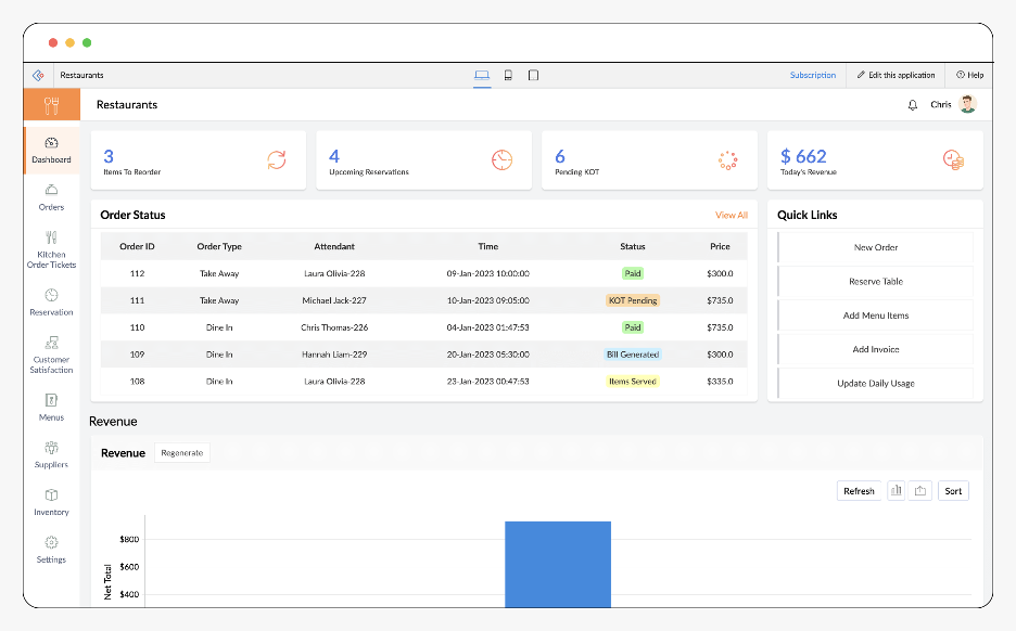 Zoho Creator screenshot - 12 Best Free Restaurant Management Software Reviewed in 2026