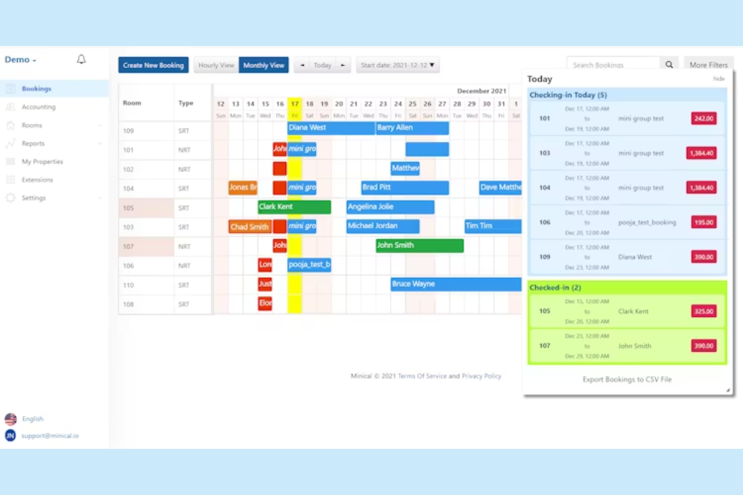 MiniCal screenshot - 14 Open Source Hotel Management Systems in 2026