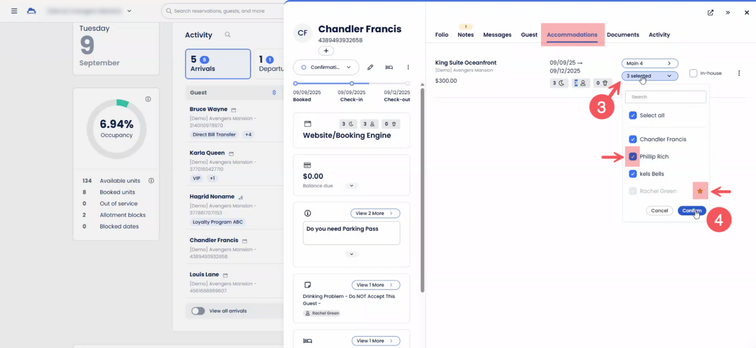 Cloudbeds lets you manage reservations, guest details, accommodations, and in-house status from a centralized dashboard tied to real-time occupancy and arrivals.