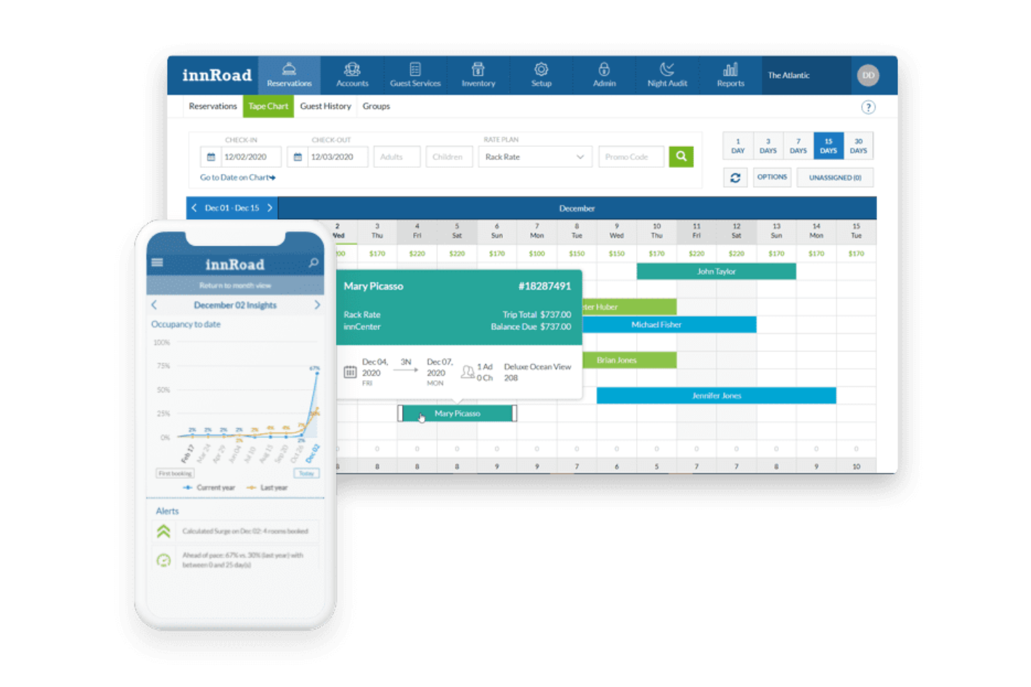 innRoad manages hotel reservations, front desk, and reporting.