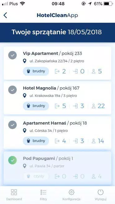 HotelCleanApp housekeeping management software interface