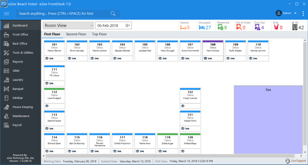 eZee Reservation hotel reservation software interface