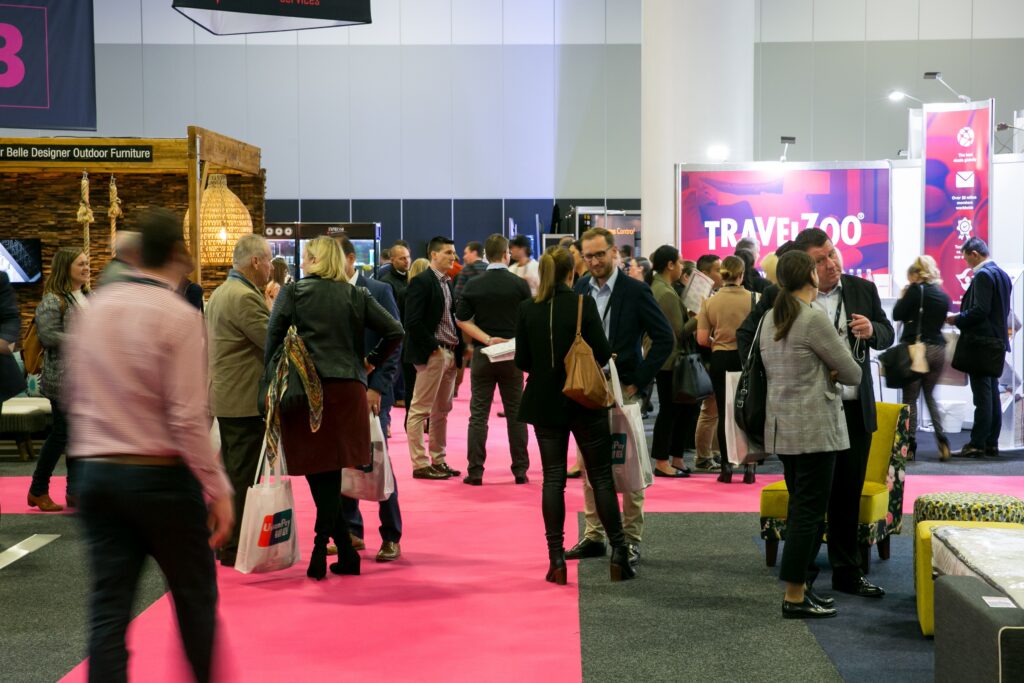 Attendees networking at the NoVacancy Hotel + Accommodation Industry Expo