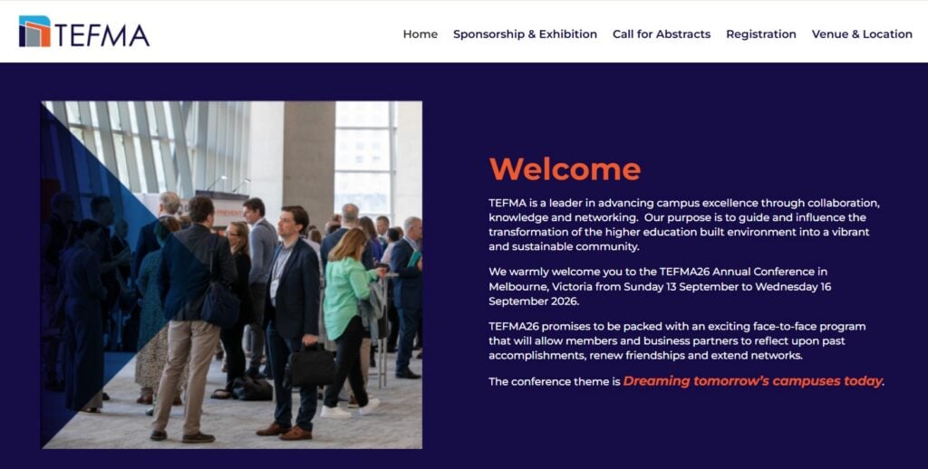 Landing page for the TEFMA26 Conference