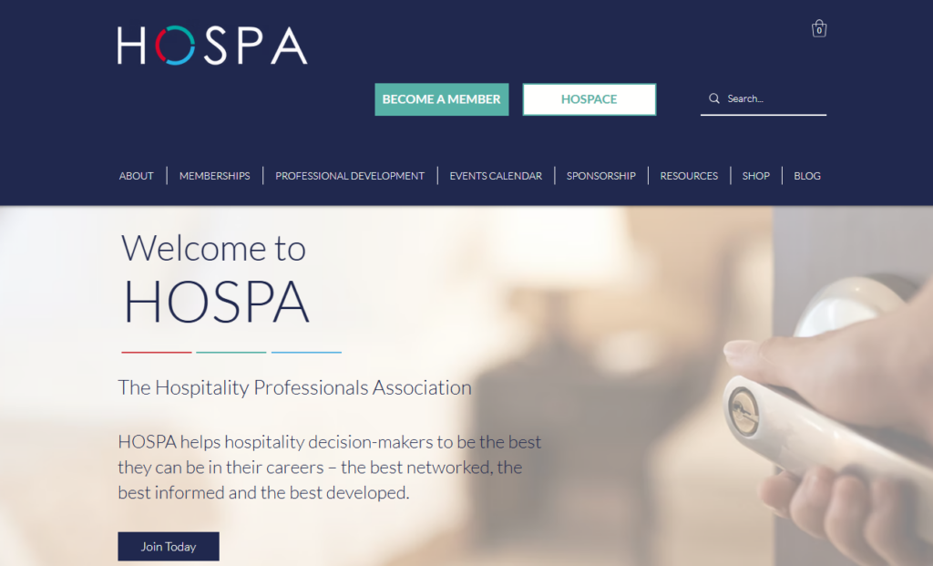 Startseite von HOSPA zur Vorstellung des professionellen Verbands für das Gastgewerbe