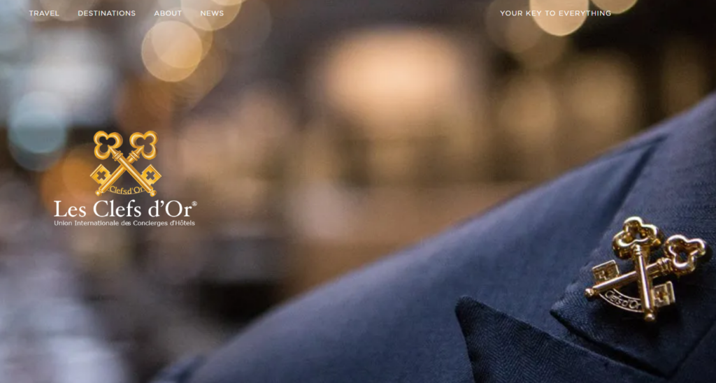 Screenshot der Startseite von Les Clefs d'Or