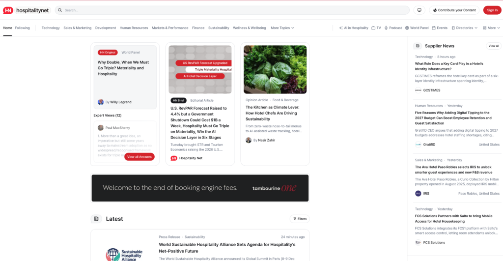 Hospitality Net newsletters