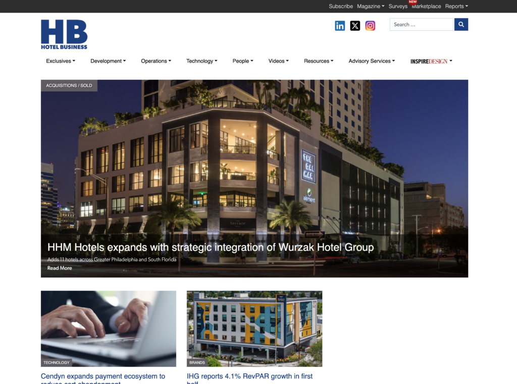 Hotel Business homepage