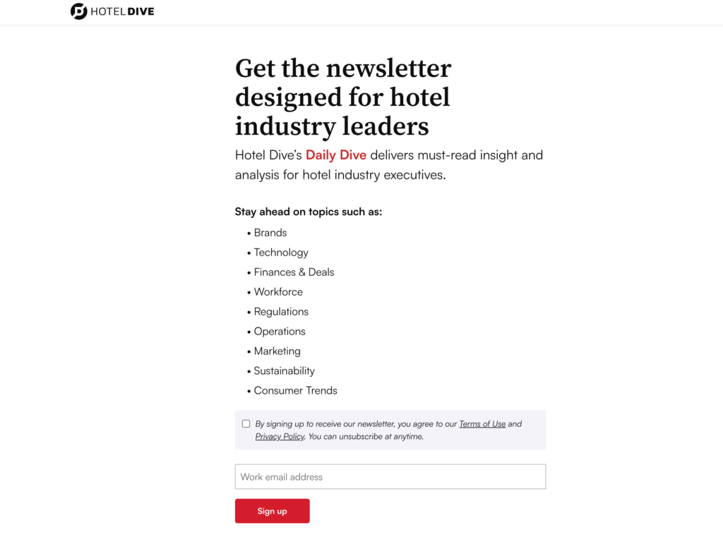 Hotel Dive newsletter