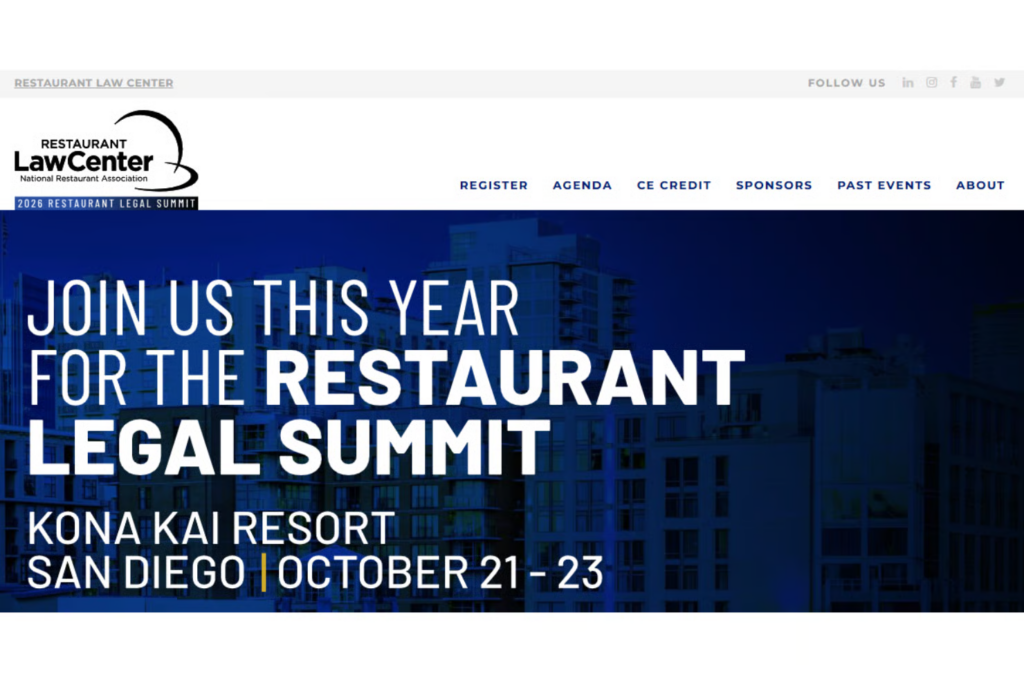 Restaurant Legal Summit 2026 web page screenshot