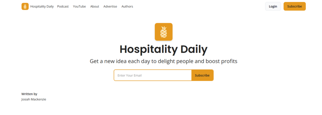 Pagina di iscrizione a Hospitality Daily