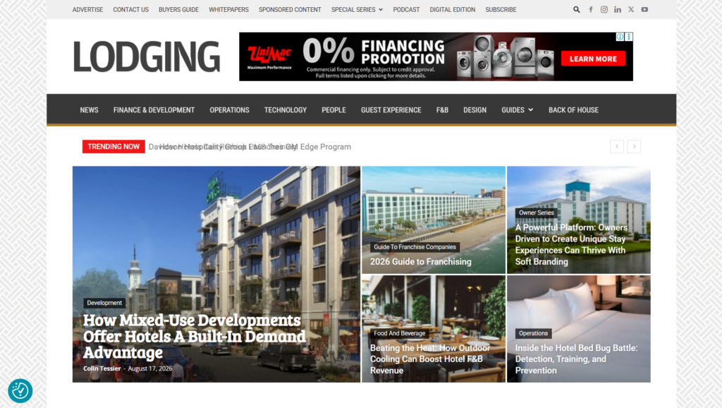 Homepage di LODGING Magazine con articoli sullo sviluppo e sulle operazioni alberghiere