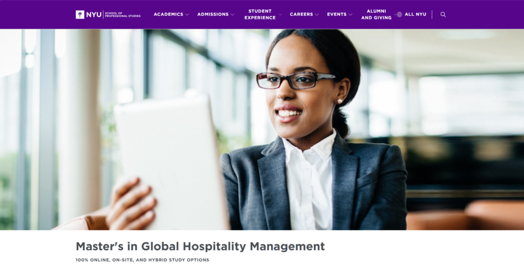 The Master’s In Global Hospitality Management course screenshot