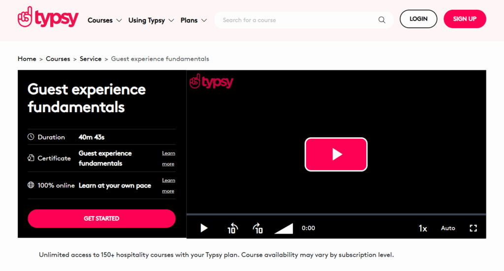 The Guest Experience Fundamentals course landing page