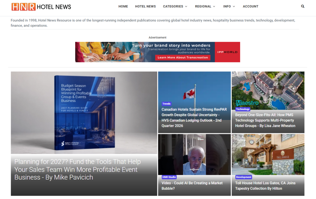 Hotel News Resource hospitality industry news