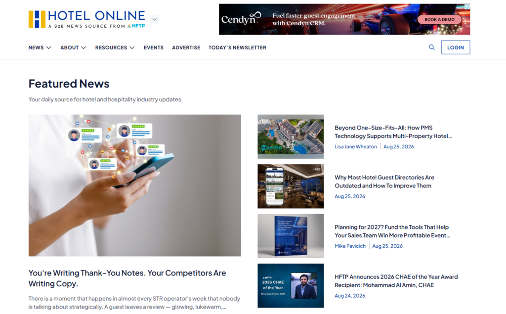 Hotel Online featured hospitality news