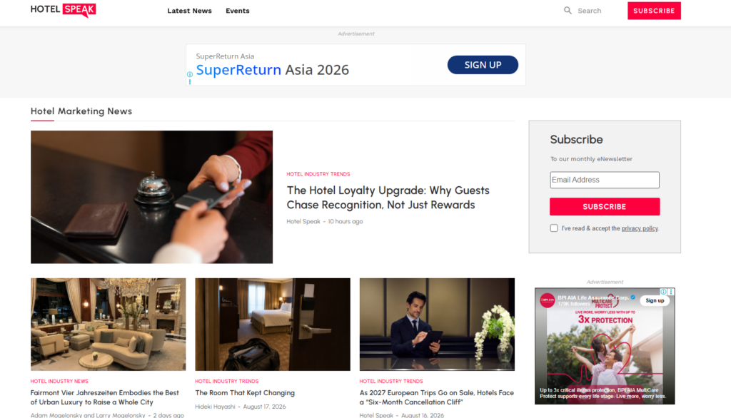 Nieuws over hospitalitymarketing van Hotel Speak
