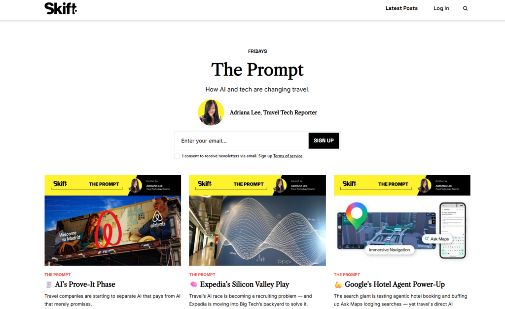 Skift The Prompt-nieuwsbrief over reistechnologie