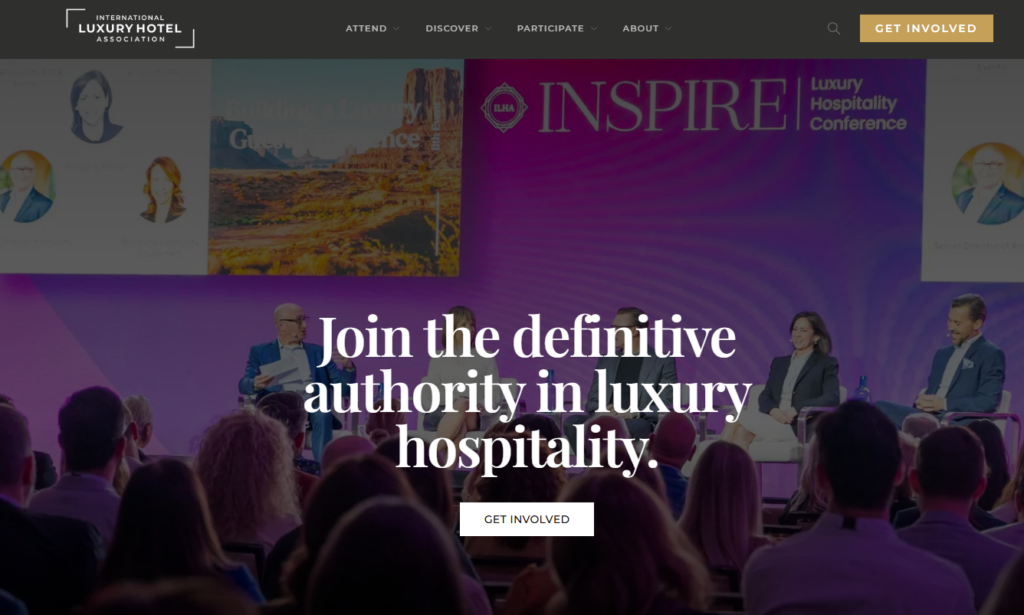 startpagina van de International Luxury Hotel Association