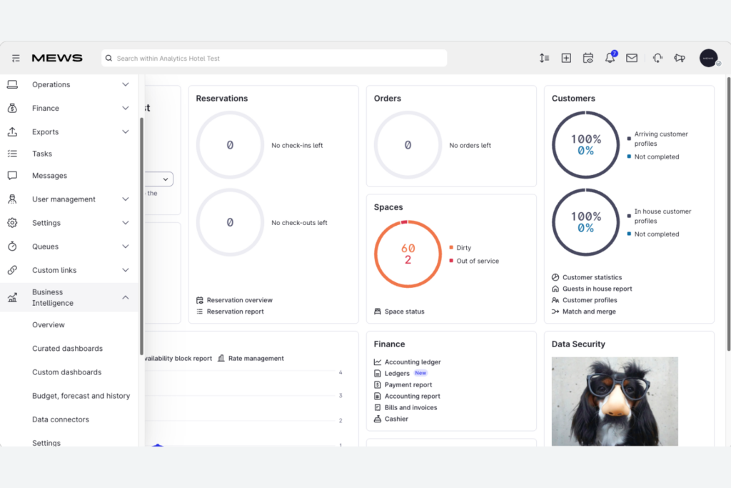 Schermata del pannello di controllo di Mews con la funzionalità di accesso ai dati degli ospiti e al CRM