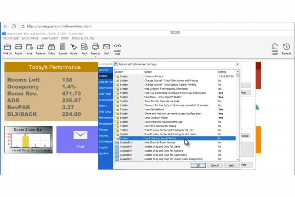 Screenshot of roommaster's infrastructure and technical readiness review
