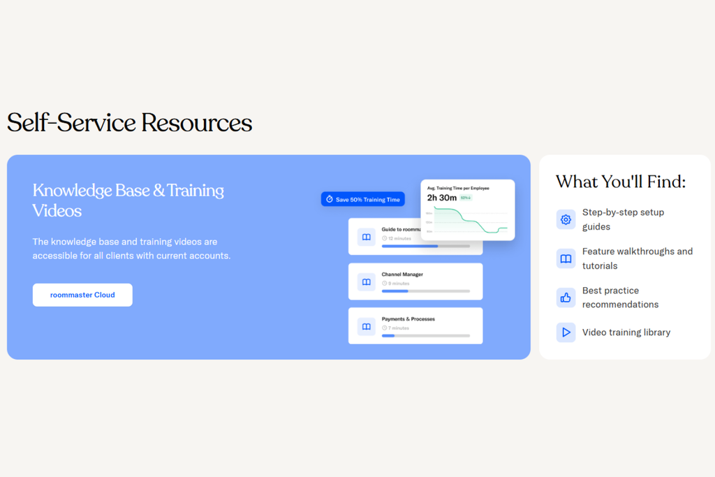 Roommaster's training resources website screenshot